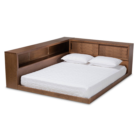 Baxton Studio - Erie Queen Size Bed in Walnut - MG0031-Walnut-Queen view 1