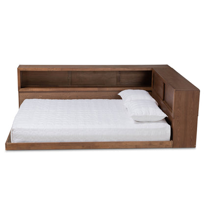 Baxton Studio - Erie Queen Size Bed in Walnut - MG0031-Walnut-Queen view 3