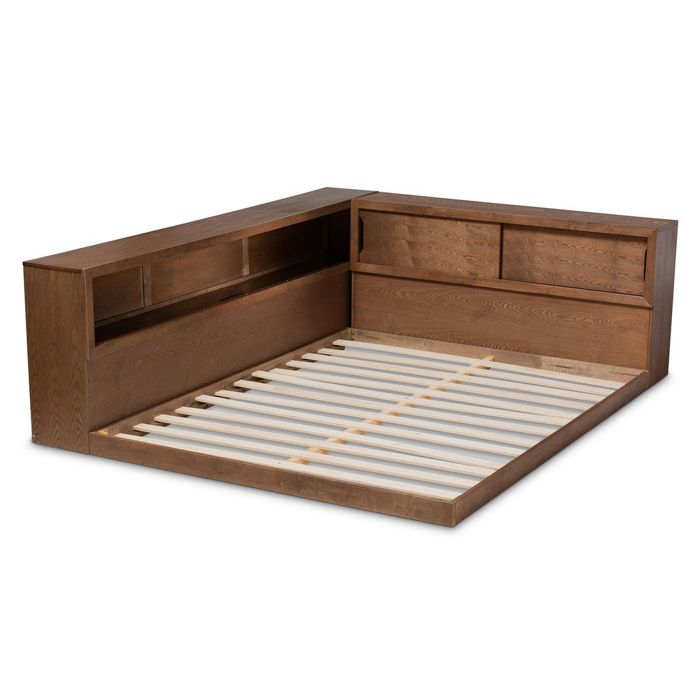 Baxton Studio - Erie Queen Size Bed in Walnut - MG0031-Walnut-Queen view 4