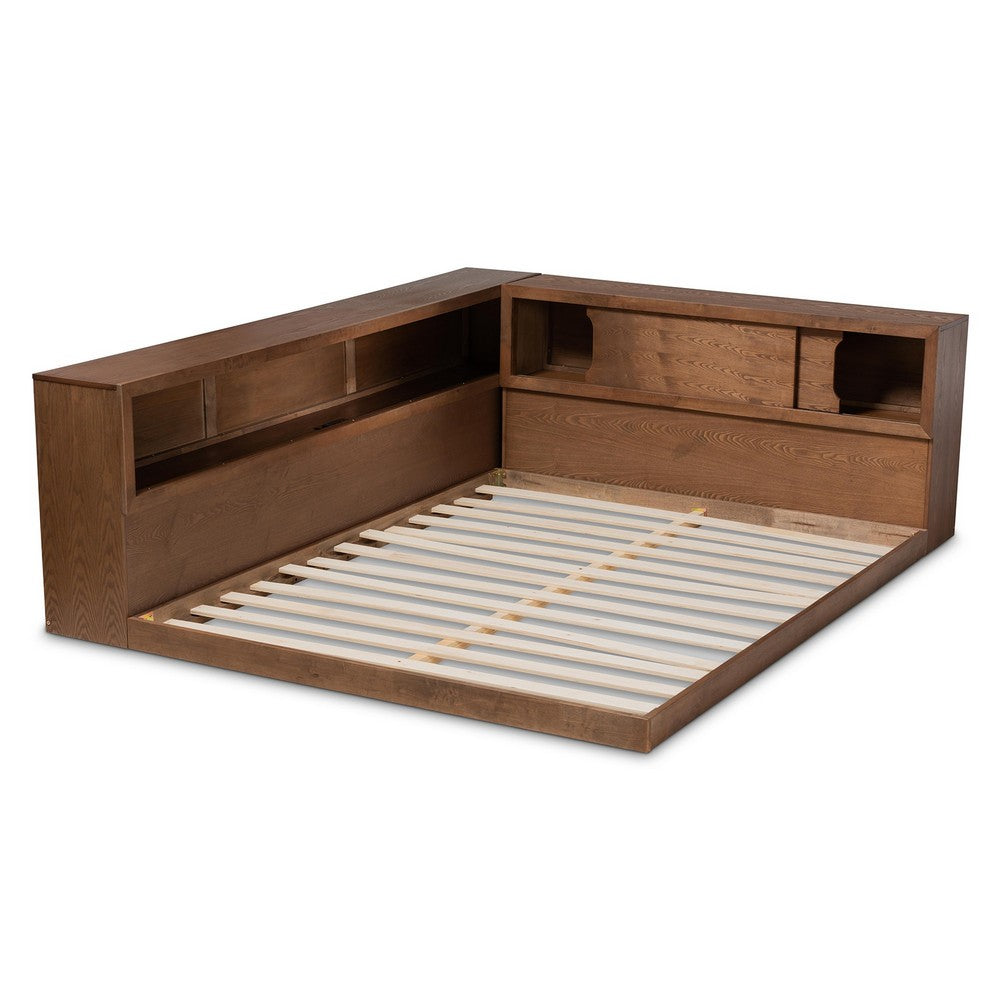 Baxton Studio - Erie Queen Size Bed in Walnut - MG0031-Walnut-Queen view 5