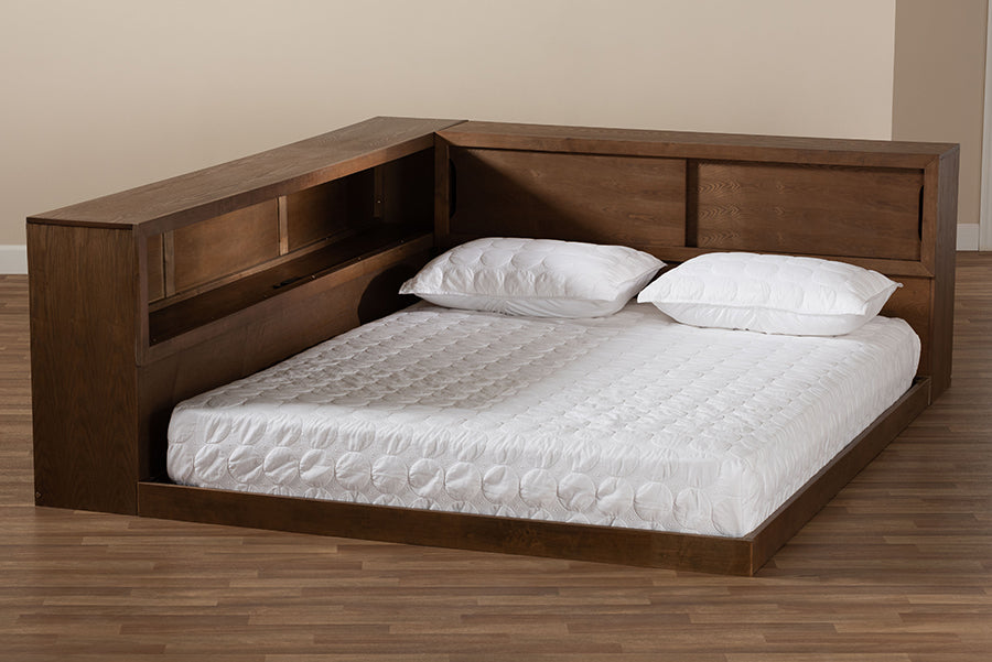 Baxton Studio - Erie Queen Size Bed in Walnut - MG0031-Walnut-Queen view 9