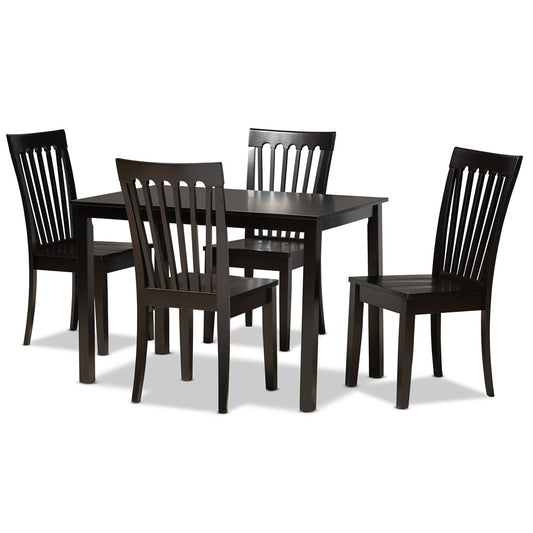 Baxton Studio - Erion Dining Set in Dark Brown - Erion-Dark Brown-5PC Dining Set view 1