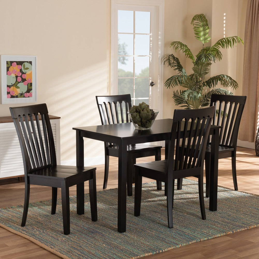 Baxton Studio - Erion Dining Set in Dark Brown - Erion-Dark Brown-5PC Dining Set view 7