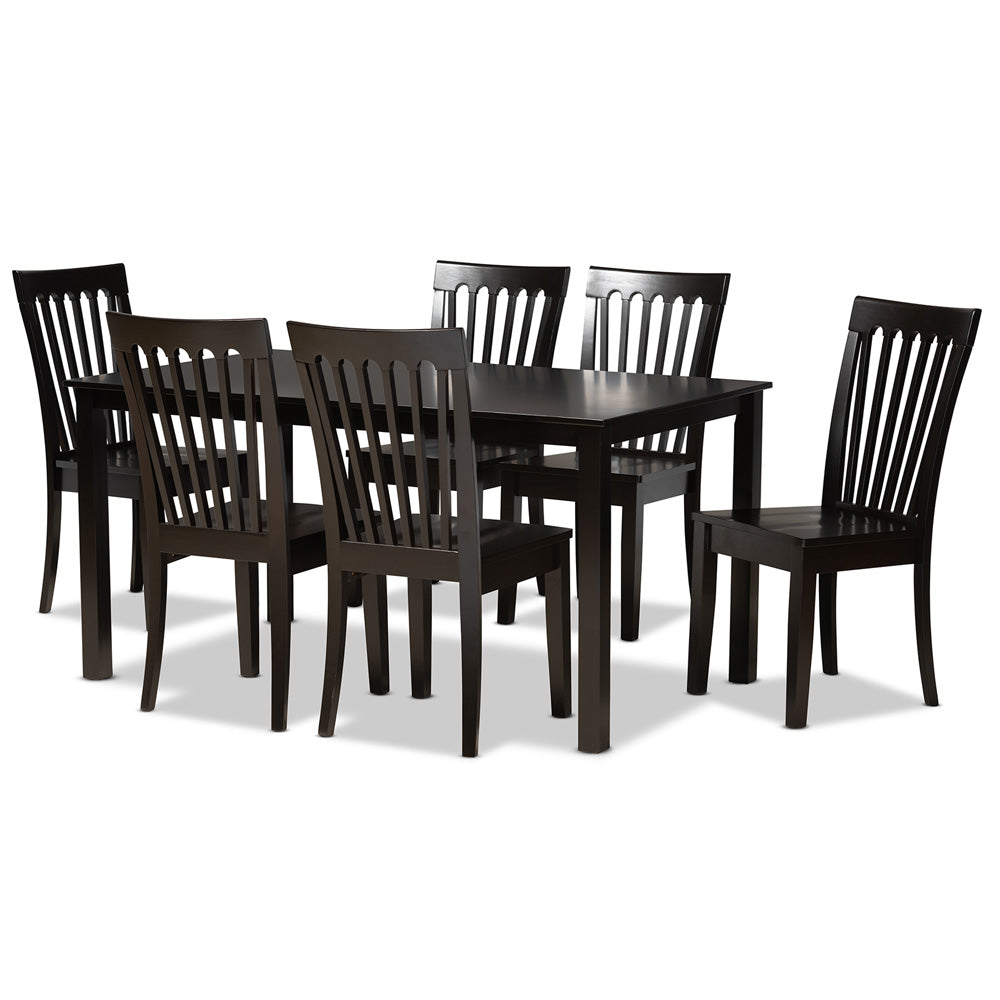 Baxton Studio - Erion Dining Set in Dark Brown - Erion-Dark Brown-7PC Dining Set view 1