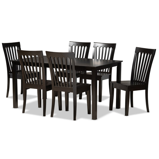 Baxton Studio - Erion Dining Set in Dark Brown - Erion-Dark Brown-7PC Dining Set view 1