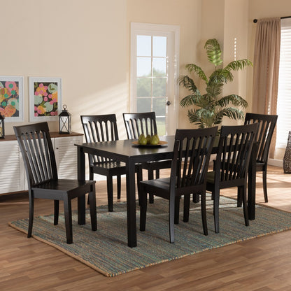 Baxton Studio - Erion Dining Set in Dark Brown - Erion-Dark Brown-7PC Dining Set view 7