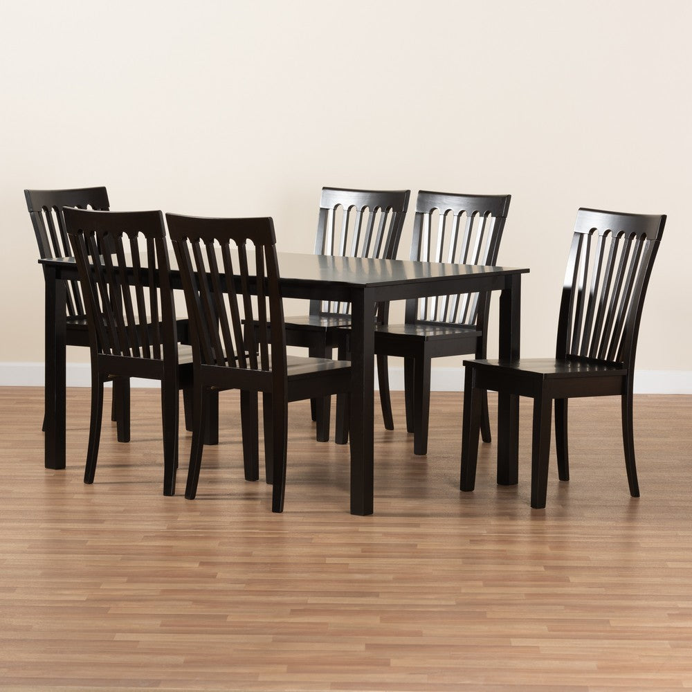 Baxton Studio - Erion Dining Set in Dark Brown - Erion-Dark Brown-7PC Dining Set view 8