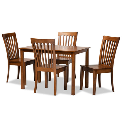 Baxton Studio - Erion Dining Set in Walnut Brown - Erion-Walnut-5PC Dining Set view 1