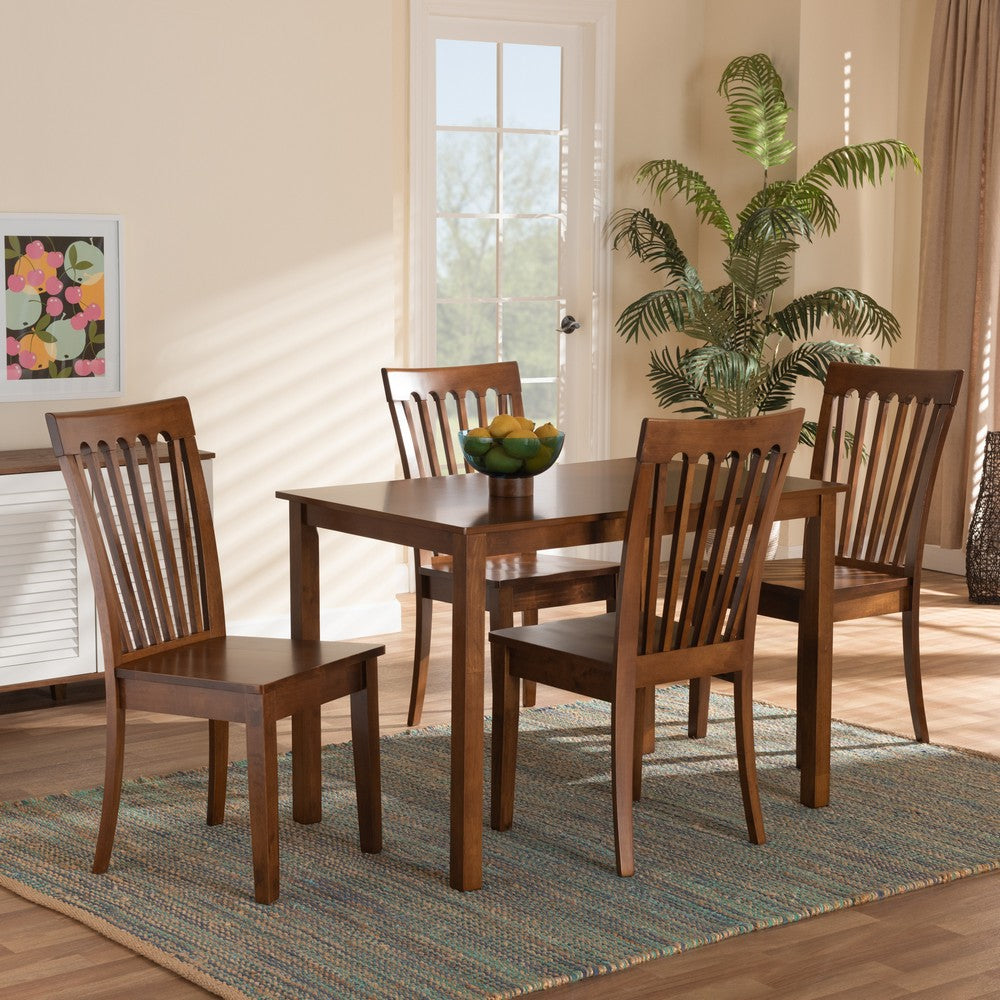 Baxton Studio - Erion Dining Set in Walnut Brown - Erion-Walnut-5PC Dining Set view 7