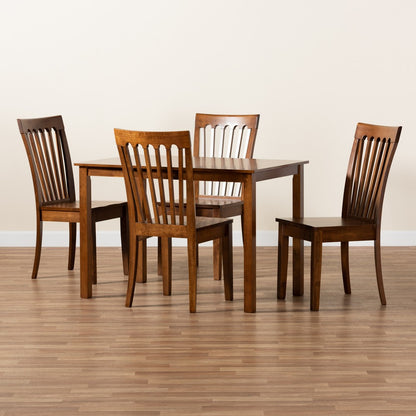 Baxton Studio - Erion Dining Set in Walnut Brown - Erion-Walnut-5PC Dining Set view 8
