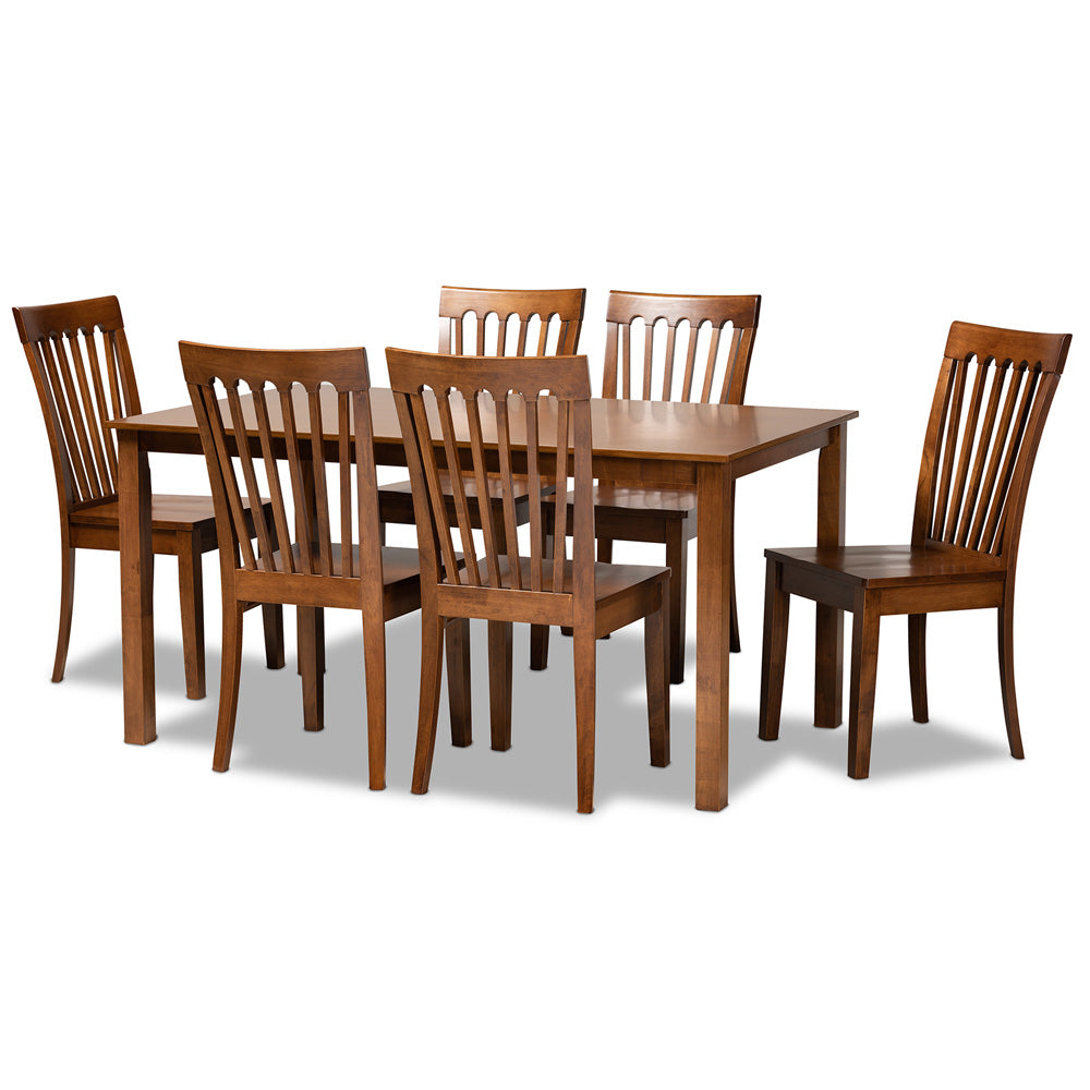 Baxton Studio - Erion Dining Set in Walnut Brown - Erion-Walnut-7PC Dining Set view 1