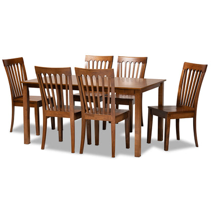 Baxton Studio - Erion Dining Set in Walnut Brown - Erion-Walnut-7PC Dining Set view 1