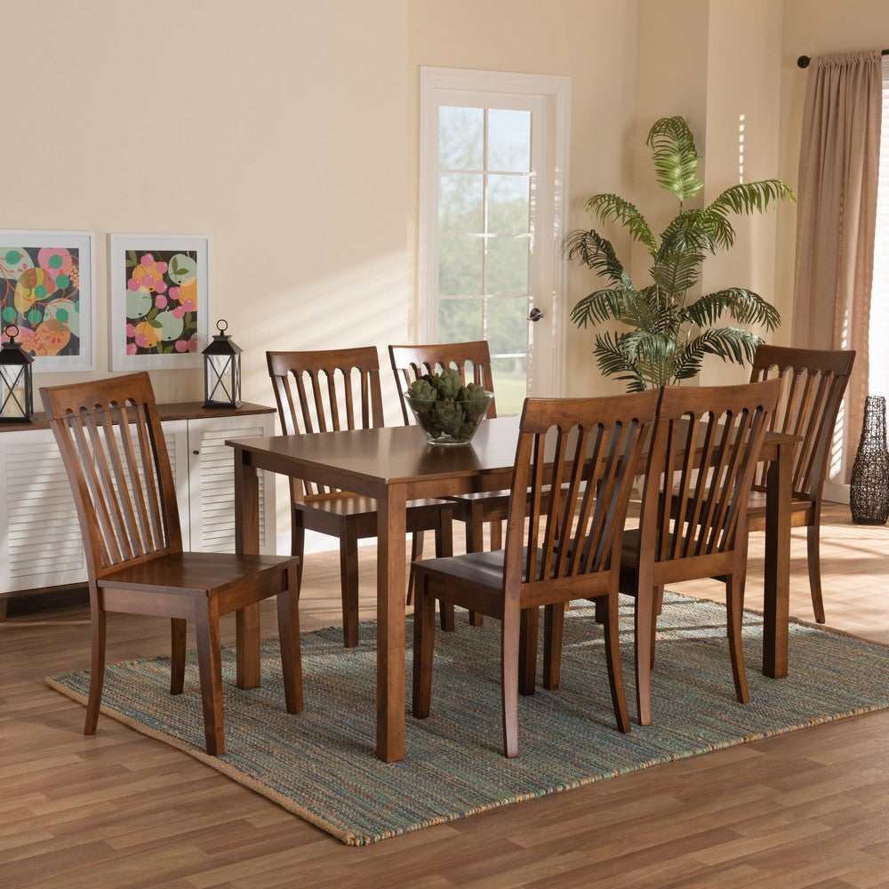 Baxton Studio - Erion Dining Set in Walnut Brown - Erion-Walnut-7PC Dining Set view 7
