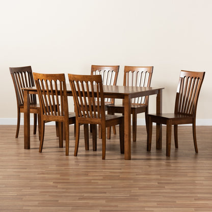 Baxton Studio - Erion Dining Set in Walnut Brown - Erion-Walnut-7PC Dining Set view 8