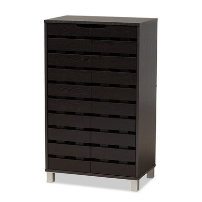 Baxton Studio - Ernest Shoe Cabinet in Dark Brown/Grey - FP-11027-Espresso-Shoe Cabinet view 1
