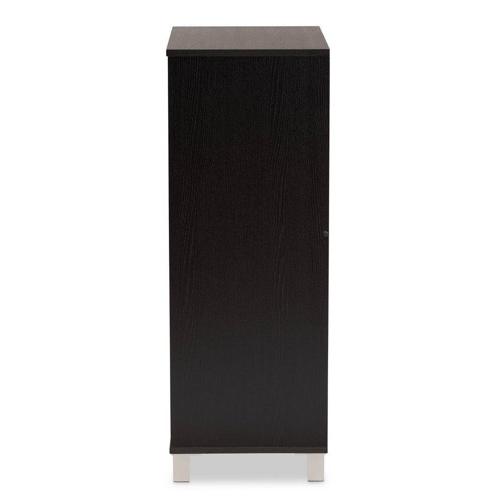 Baxton Studio - Ernest Shoe Cabinet in Dark Brown/Grey - FP-11027-Espresso-Shoe Cabinet view 4