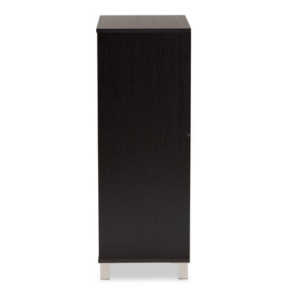Baxton Studio - Ernest Shoe Cabinet in Dark Brown/Grey - FP-11027-Espresso-Shoe Cabinet view 4