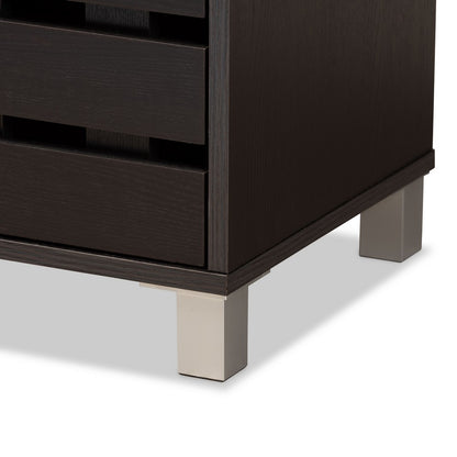 Baxton Studio - Ernest Shoe Cabinet in Dark Brown/Grey - FP-11027-Espresso-Shoe Cabinet view 6