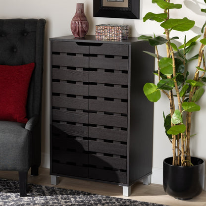 Baxton Studio - Ernest Shoe Cabinet in Dark Brown/Grey - FP-11027-Espresso-Shoe Cabinet view 7