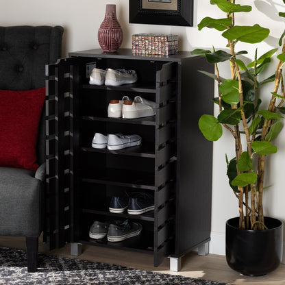 Baxton Studio - Ernest Shoe Cabinet in Dark Brown/Grey - FP-11027-Espresso-Shoe Cabinet view 8