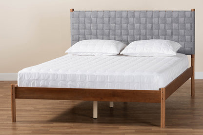 Baxton Studio - Estela Queen Size Bed - MG0220-1-Grey Weaved/Walnut-Queen view 8