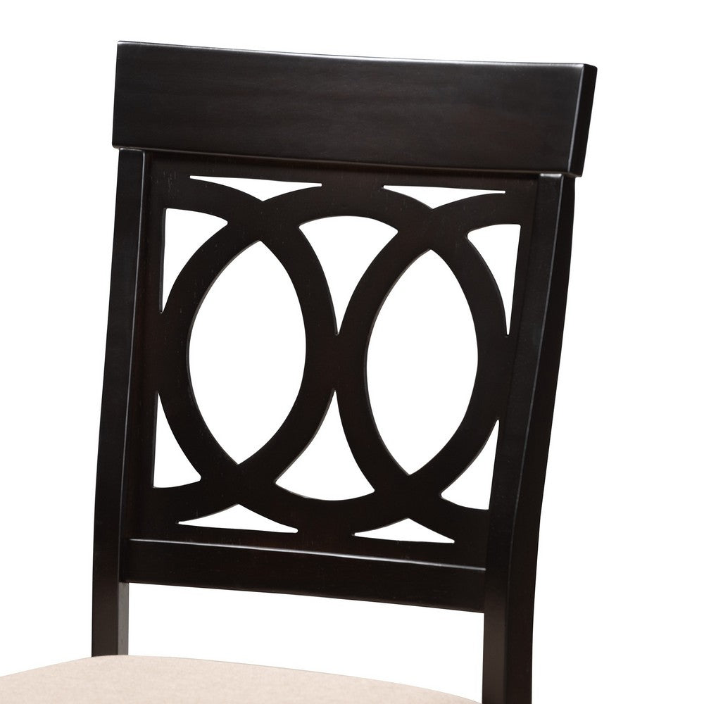 Baxton Studio - Estelle Dining Set in Beige/Dark Brown - Estelle-Sand/Dark Brown-5PC Dining Set view 5