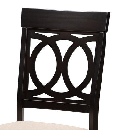 Baxton Studio - Estelle Dining Set in Beige/Dark Brown - Estelle-Sand/Dark Brown-5PC Dining Set view 5