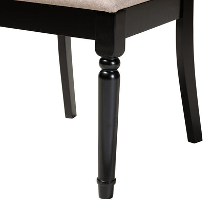 Baxton Studio - Estelle Dining Set in Beige/Dark Brown - Estelle-Sand/Dark Brown-5PC Dining Set view 6