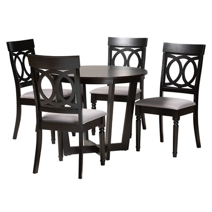 Baxton Studio - Estelle Dining Set in Grey/Dark Brown - Estelle-Grey/Dark Brown-5PC Dining Set view 1