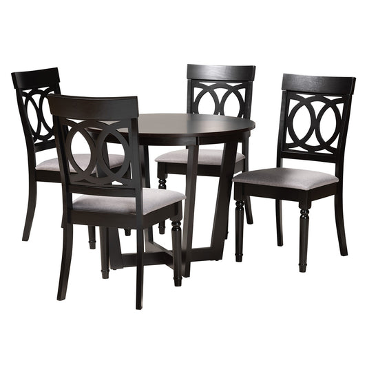 Baxton Studio - Estelle Dining Set in Grey/Dark Brown - Estelle-Grey/Dark Brown-5PC Dining Set view 1