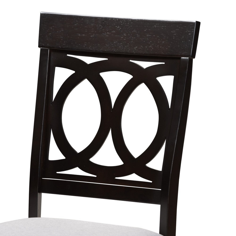 Baxton Studio - Estelle Dining Set in Grey/Dark Brown - Estelle-Grey/Dark Brown-5PC Dining Set view 5