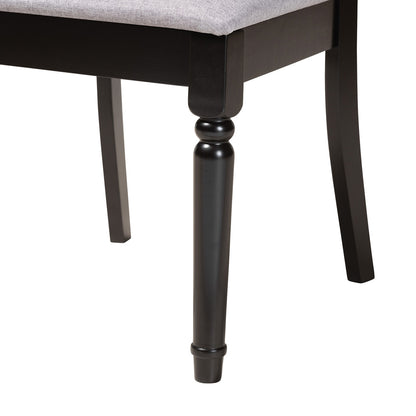 Baxton Studio - Estelle Dining Set in Grey/Dark Brown - Estelle-Grey/Dark Brown-5PC Dining Set view 6