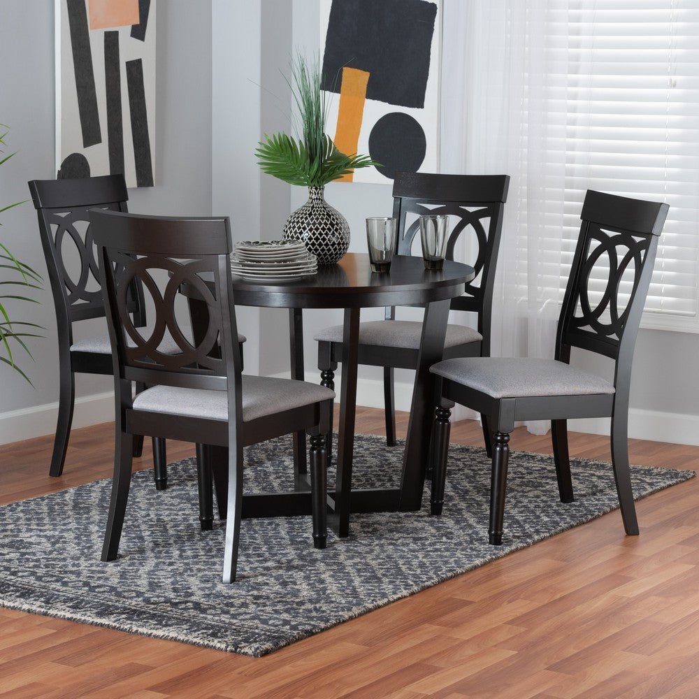 Baxton Studio - Estelle Dining Set in Grey/Dark Brown - Estelle-Grey/Dark Brown-5PC Dining Set view 8
