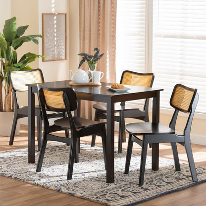 Baxton Studio - Estera Dining Set in Dark Brown/Light Brown - RH254C-Natural Rattan/DB-Rectangle-5PC Dining Set view 8