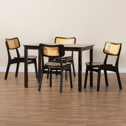 Baxton Studio - Estera Dining Set in Dark Brown/Light Brown - RH254C-Natural Rattan/DB-Rectangle-5PC Dining Set view 9
