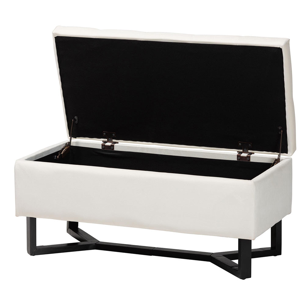 Baxton Studio - Esther Ottoman in Beige/Dark Brown - WS-20716-Beige/Espresso-Otto view 2