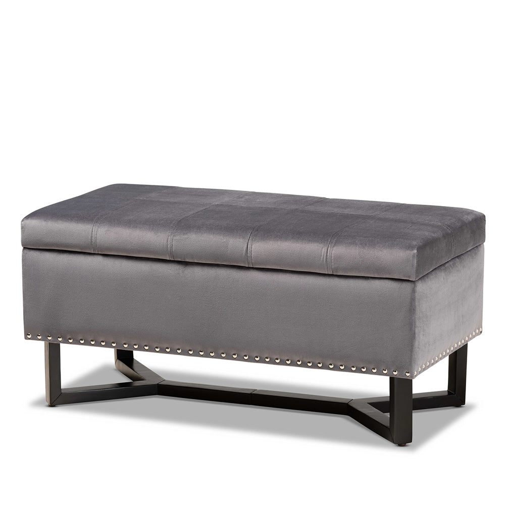 Baxton Studio - Esther Ottoman in Grey/Dark Brown - WS-20716-Grey/Espresso-Otto view 1