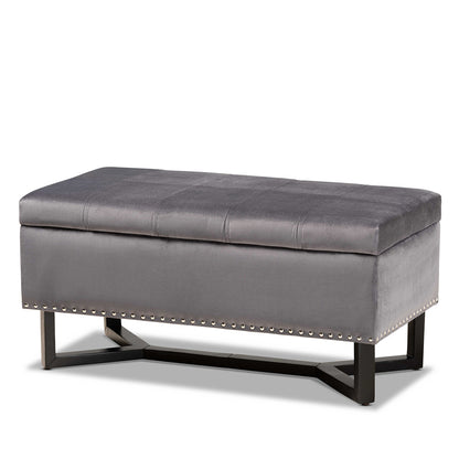 Baxton Studio - Esther Ottoman in Grey/Dark Brown - WS-20716-Grey/Espresso-Otto view 1