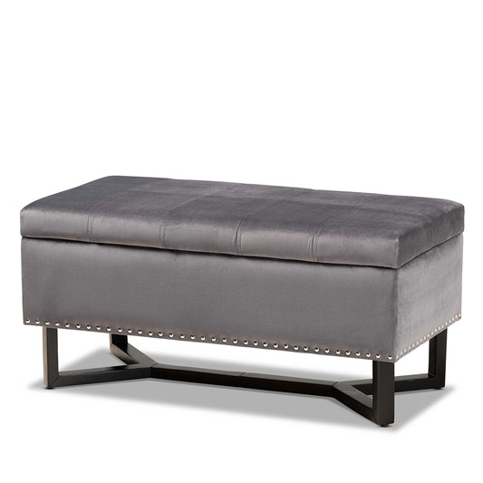 Baxton Studio - Esther Ottoman in Grey/Dark Brown - WS-20716-Grey/Espresso-Otto view 1