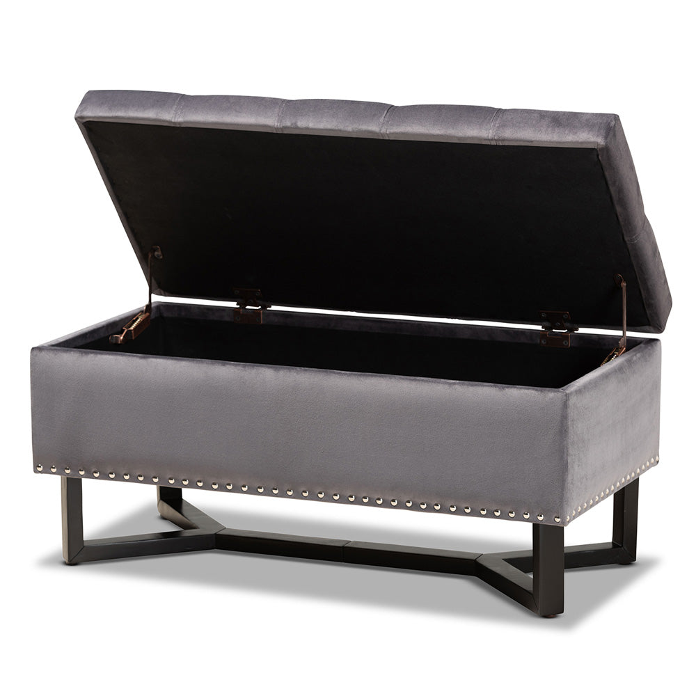 Baxton Studio - Esther Ottoman in Grey/Dark Brown - WS-20716-Grey/Espresso-Otto view 2