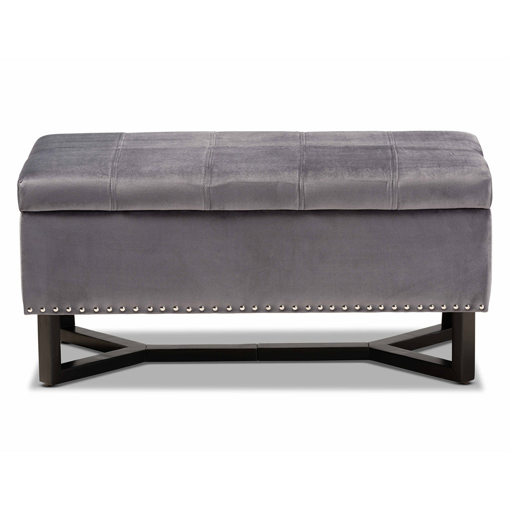 Baxton Studio - Esther Ottoman in Grey/Dark Brown - WS-20716-Grey/Espresso-Otto view 3