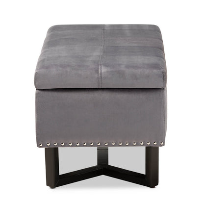 Baxton Studio - Esther Ottoman in Grey/Dark Brown - WS-20716-Grey/Espresso-Otto view 4