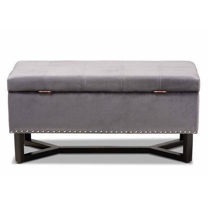Baxton Studio - Esther Ottoman in Grey/Dark Brown - WS-20716-Grey/Espresso-Otto view 5
