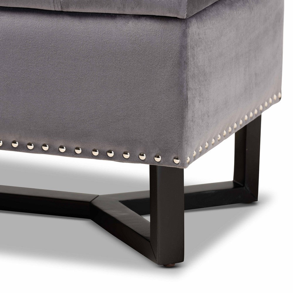 Baxton Studio - Esther Ottoman in Grey/Dark Brown - WS-20716-Grey/Espresso-Otto view 7
