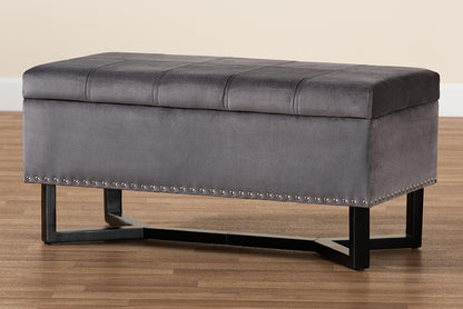 Baxton Studio - Esther Ottoman in Grey/Dark Brown - WS-20716-Grey/Espresso-Otto view 10