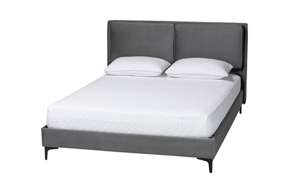 Baxton Studio - Etienne Queen Size Bed - BBT61231-Dark Grey-Queen view 1