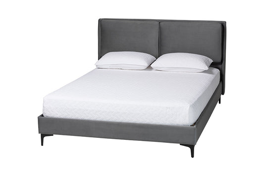 Baxton Studio - Etienne Queen Size Bed - BBT61231-Dark Grey-Queen view 1