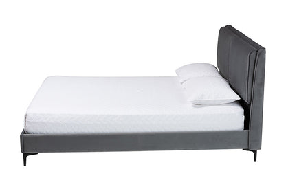 Baxton Studio - Etienne Queen Size Bed - BBT61231-Dark Grey-Queen view 2