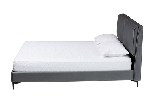 Baxton Studio - Etienne Queen Size Bed - BBT61231-Dark Grey-Queen view 2