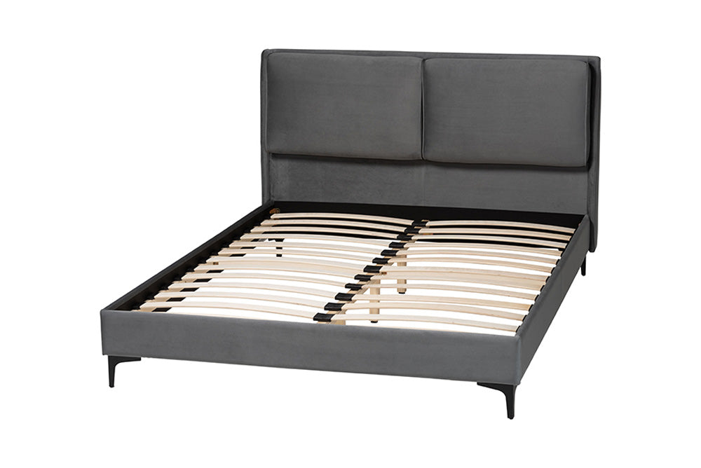 Baxton Studio - Etienne Queen Size Bed - BBT61231-Dark Grey-Queen view 3